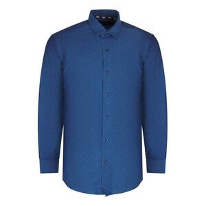 Aquascutum Mens Textured Long-Sleeved Shirt / Dark Blue